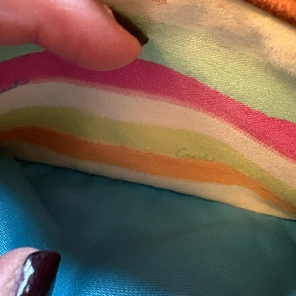Coach Pastel Rainbow Stripe Wristlet - Pink, Yellow, Orange, Blue, Green